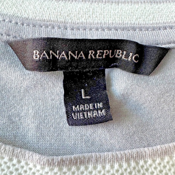 Banana Republic HiNeck Shirt Sleeveless Light Gray Tunic White Trim Viscose - Picture 8 of 13